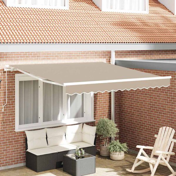 vidaXL Toldo Retráctil Manual Beige 350 x 250 cm tela