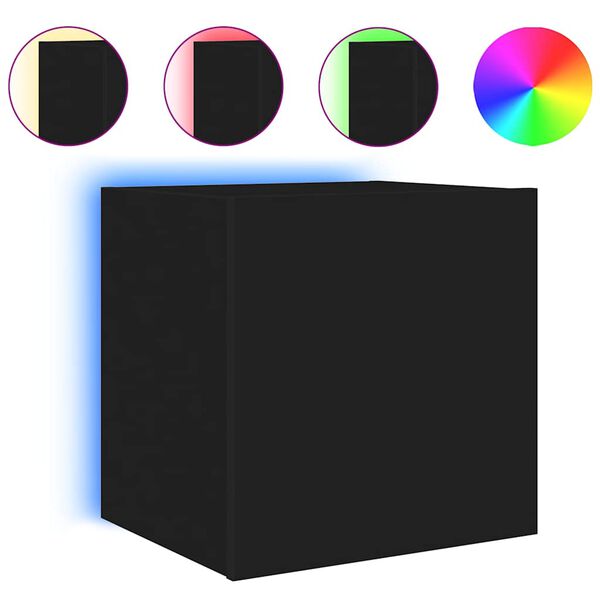 vidaXL Mueble de TV de pared con luces LED negro 40,5x35x40 cm