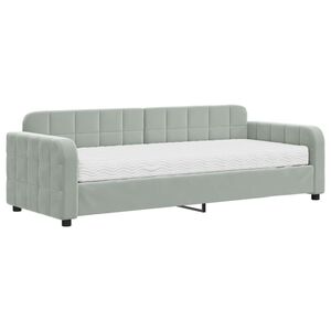 vidaXL Sof&aacute; cama con colch&oacute;n terciopelo gris claro 80x200 cm