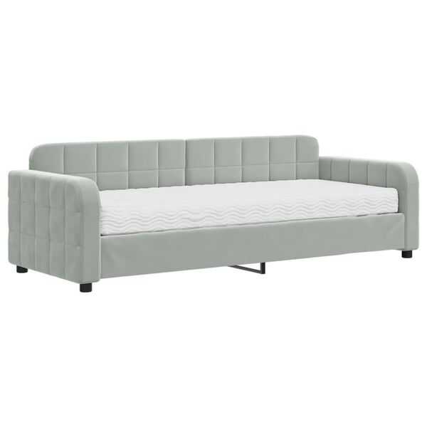 vidaXL Sofá cama con colchón terciopelo gris claro 80x200 cm