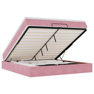 vidaXL Estructura cama otomana con colch&oacute;n terciopelo rosa 160x200 cm