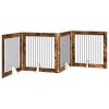 vidaXL Puerta para perros plegable con soportes 4 pcs Roble Ahumado
