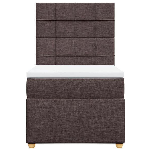 vidaXL Cama box spring con colch&oacute;n tela marr&oacute;n oscuro 90x200 cm