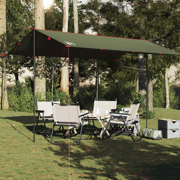 vidaXL Lona de camping impermeable verde oliva 406x306 cm