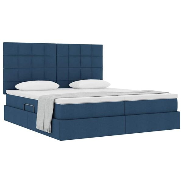 vidaXL Cama con almacenamiento Azul 180 x 200 cm Cuero sint&eacute;tico