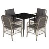 vidaXL Set comedor de jard&iacute;n 5 pzas cojines rat&aacute;n sint&eacute;tico gris claro