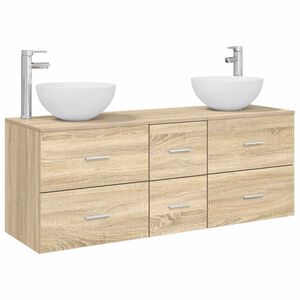 vidaXL Juego de Muebles de Ba&ntilde;o 3 uds. Roble Sonoma 129 x 41 x 80 cm