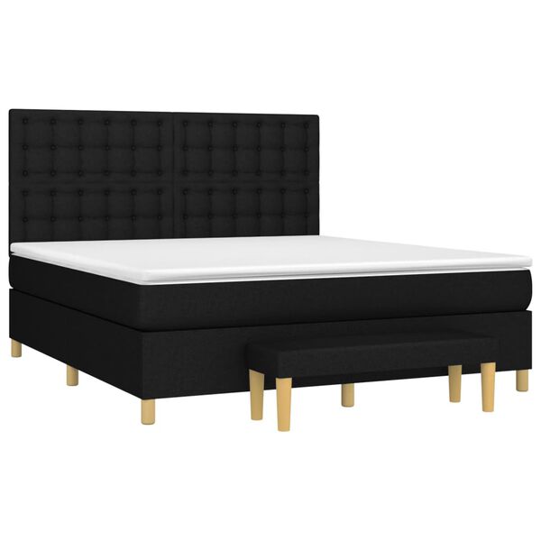 vidaXL Cama box spring con colch&oacute;n tela negro 160x200 cm