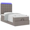 vidaXL Cama otomana con colch&oacute;n y luces LED tela gris taup&eacute; 90x200 cm