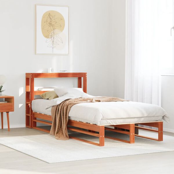 vidaXL Estructura de cama sin colch&oacute;n madera de pino marr&oacute;n 90x200 cm