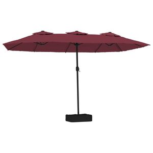 vidaXL Sombrilla doble de jard&iacute;n con luces LED rojo burdeos 449x265 cm