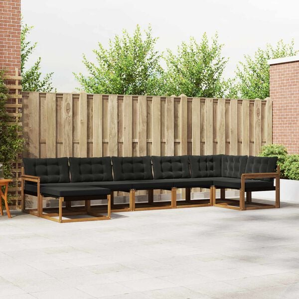 vidaXL Conjunto de sof&aacute;s de exterior con coj&iacute;n 21 pcs Natural y negro