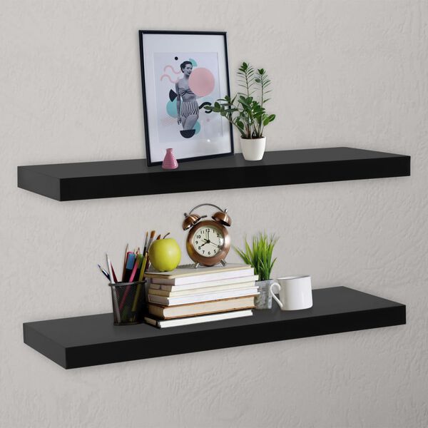 vidaXL Estantes flotantes de pared 2 unidades negro 120x20x3,8 cm