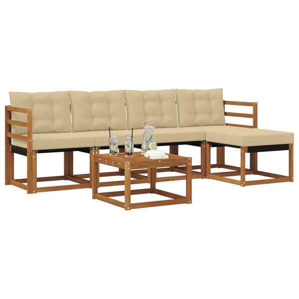 vidaXL Conjunto de sof&aacute;s de exterior con coj&iacute;n 6 pcs Natural y Beige