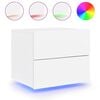 vidaXL Mesita de noche de pared con luces LED blanco