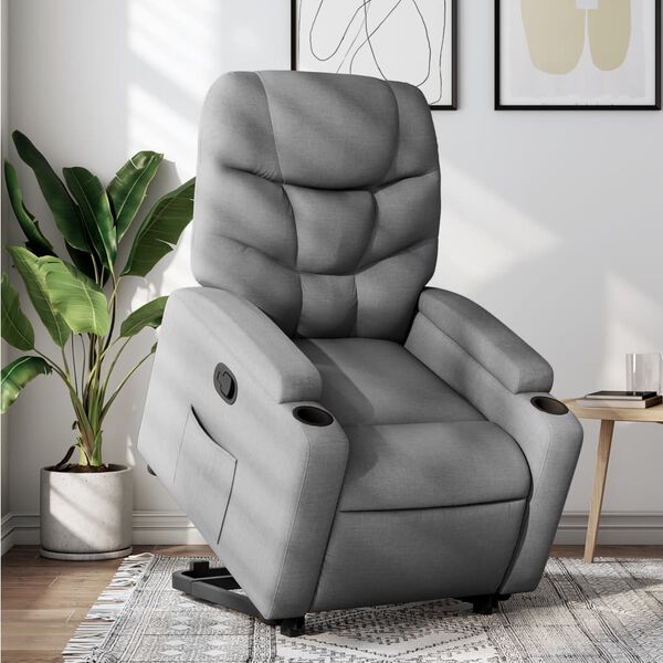 vidaXL Sillón reclinable elevable de tela gris claro