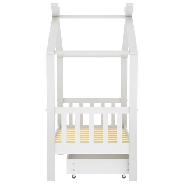 vidaXL Estructura de cama ni&ntilde;os y caj&oacute;n madera maciza blanca 70x140 cm