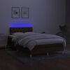 vidaXL Cama box spring con colch&oacute;n y LED tela marr&oacute;n oscuro 120x190 cm