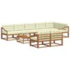 vidaXL Conjunto de sof&aacute;s de exterior con coj&iacute;n 9 pcs Natural y Crema