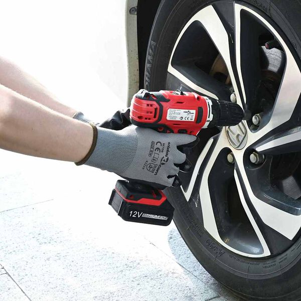 vidaXL Guantes de Trabajo 24 pcs Gris y Negro 8 / m Poli&eacute;ster