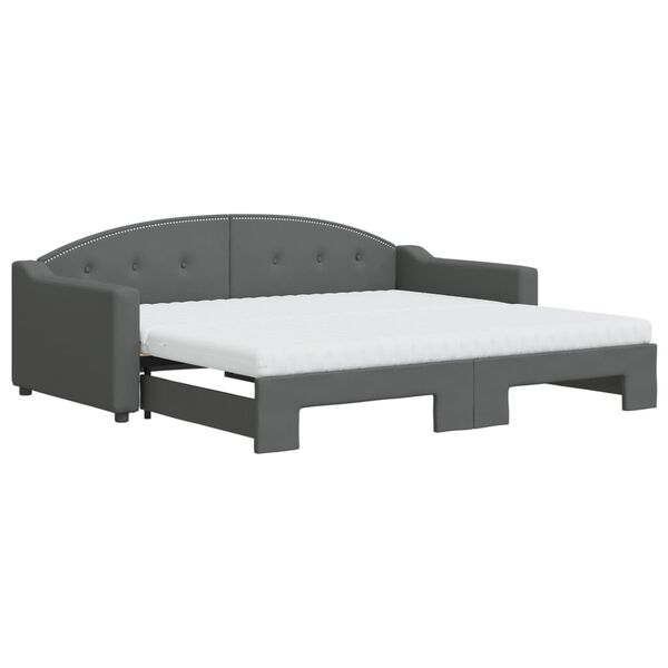 vidaXL Sofá cama nido con colchón tela gris oscuro 90x190 cm