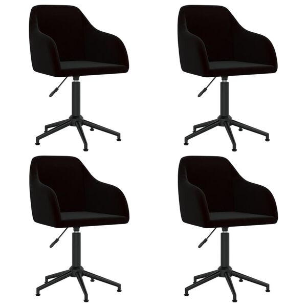 vidaXL Sillas de comedor giratorias 4 unidades terciopelo negro