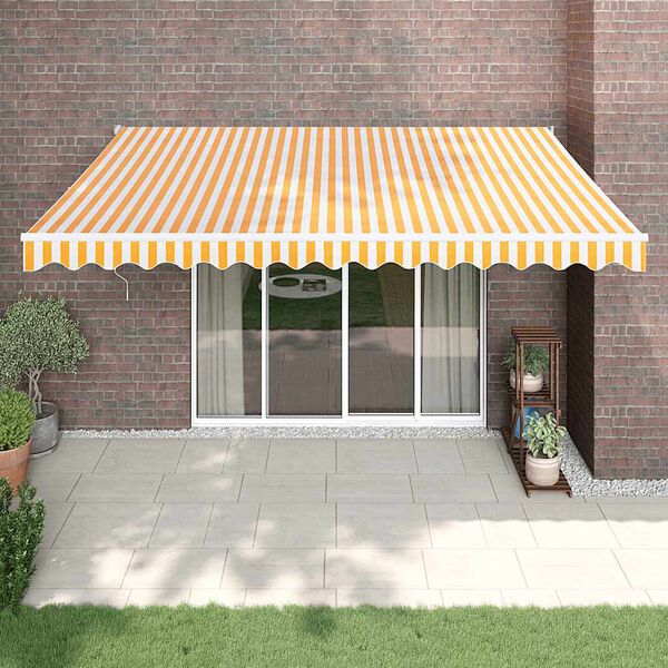 vidaXL Toldo retr&aacute;ctil aluminio y tela amarillo y blanco 4x3 m
