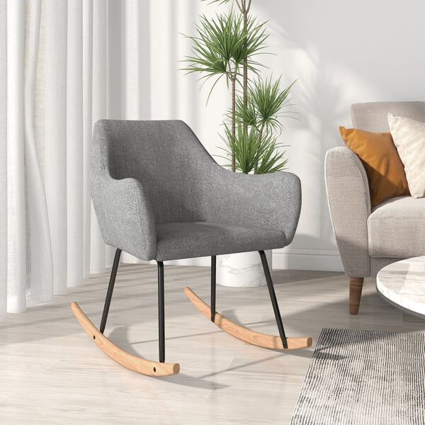 vidaXL Silla mecedora de tela gris claro