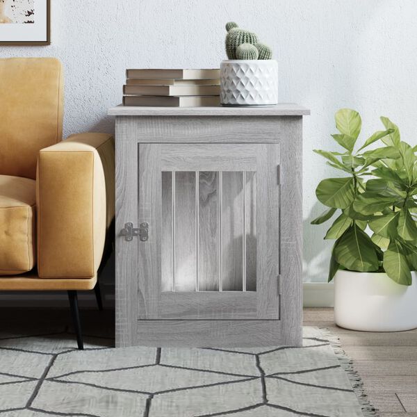 vidaXL Jaula para perros madera de ingenier&iacute;a gris Sonoma 55x75x65 cm