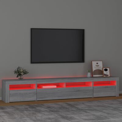 vidaXL Mueble de TV con luces LED gris Sonoma 240x35x40 cm