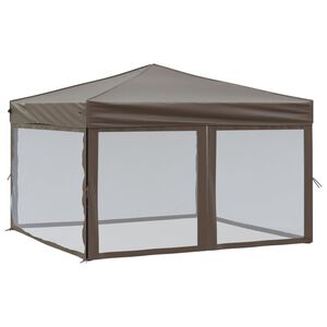 vidaXL Carpa para fiestas plegable con paredes gris taupé 3x3 m