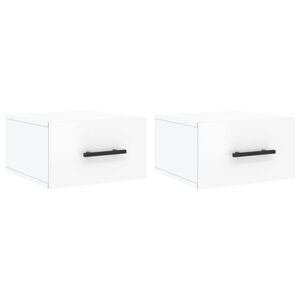 vidaXL Mesitas de noche de pared 2 uds blanco brillo 35x35x20 cm