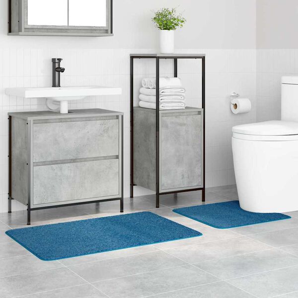 vidaXL Conjunto de alfombra de ba&ntilde;o antideslizante 2 pcs Azul PP