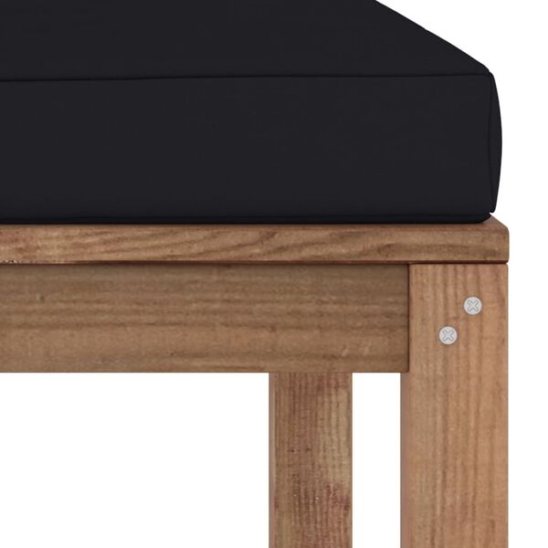 vidaXL Reposapi&eacute;s taburete de jard&iacute;n con coj&iacute;n negro