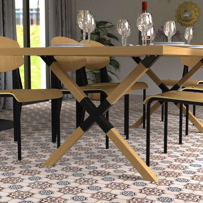 CIME Patas de mesa en forma de X madera y metal natural 77,8x71 cm