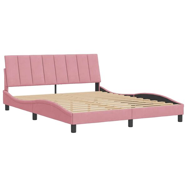 vidaXL Estructura de cama sin colch&oacute;n Hanko terciopelo rosa 160x200 cm