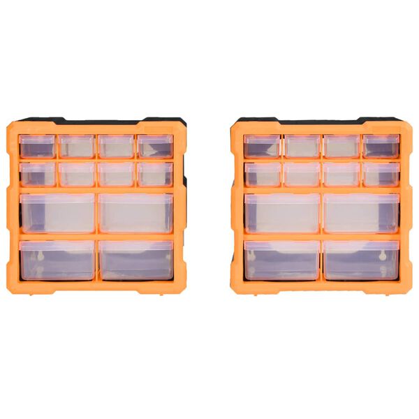 vidaXL Organizadores multicajones con 12 cajones 2 uds 26,5x16x26 cm