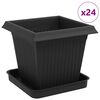 vidaXL Macetas 24 uds. Negro Pl&aacute;stico