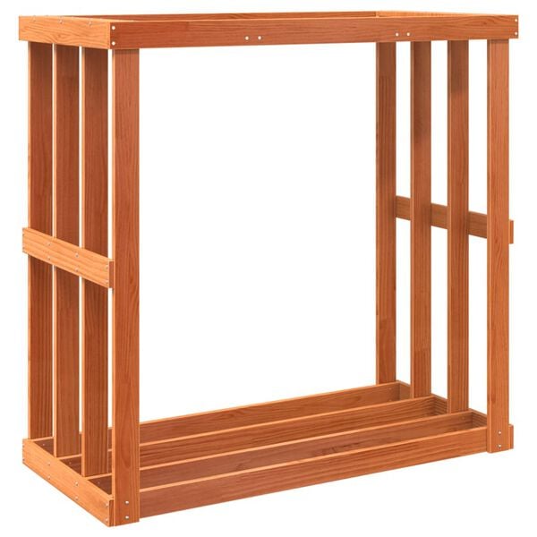 vidaXL Soporte leña de exterior madera pino marrón cera 109x52x106 cm