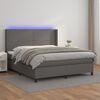 vidaXL Cama box spring colch&oacute;n y LED cuero sint&eacute;tico gris 180x200 cm