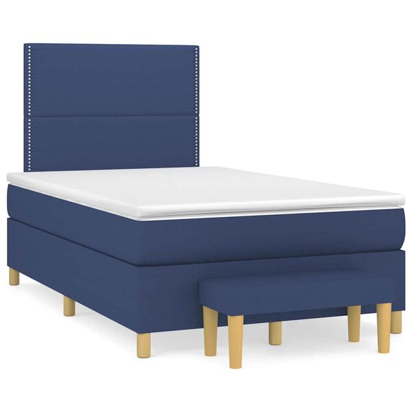 vidaXL Cama box spring con colch&oacute;n tela azul 120x190 cm
