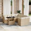 vidaXL Set de sof&aacute;s de jard&iacute;n 9 pzas con cojines rat&aacute;n sint&eacute;tico beige