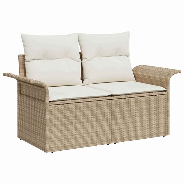 vidaXL Conjunto de sofá de jardín con cojín 6 pcs Beige Poliratán