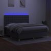 vidaXL Cama box spring colch&oacute;n y luces LED tela gris oscuro 180x200 cm