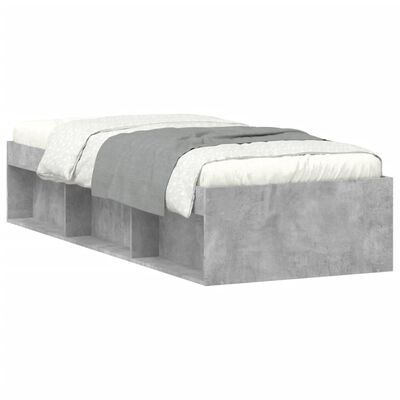 vidaXL Estructura de cama gris hormigón 75x190 cm