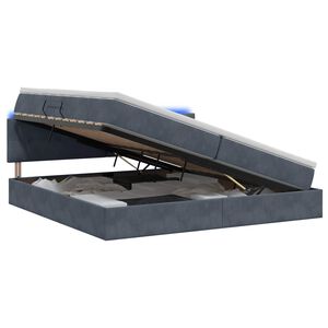 vidaXL Cama de almacenamiento LED con colch&oacute;n Gris oscuro 200 x 200 cm