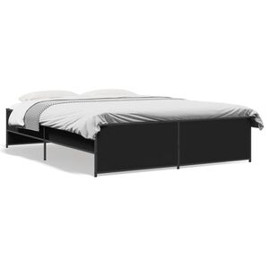 vidaXL Estructura de cama madera de ingenier&iacute;a y metal negro 140x200cm