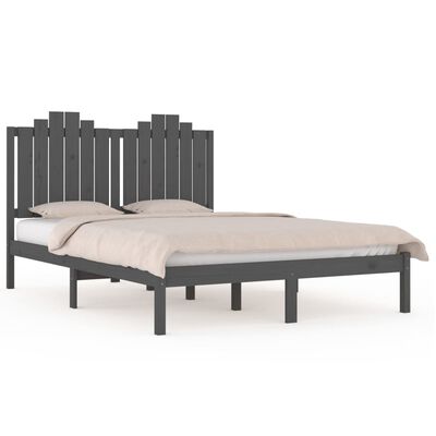 vidaXL Estructura de cama doble pequeña madera de pino gris 120x190 cm