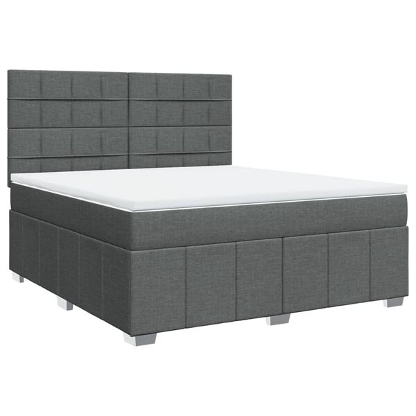 vidaXL Cama box spring con colch&oacute;n tela gris oscuro 180x200 cm