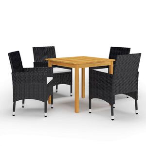 vidaXL Juego de comedor de jard&iacute;n de 5 piezas negro